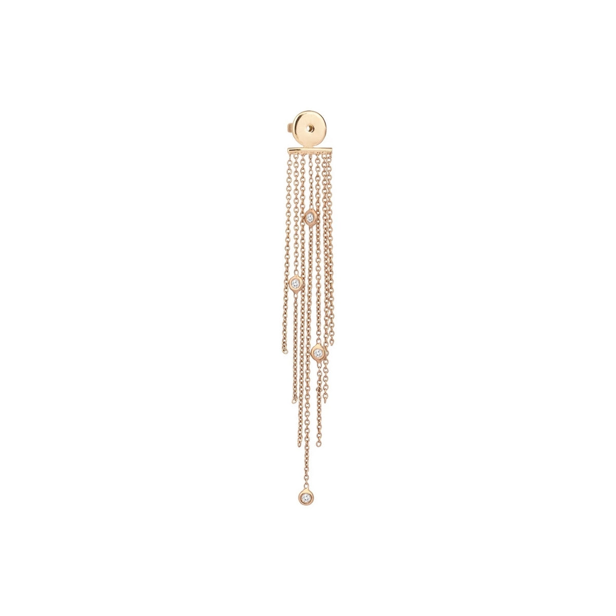 Buy Kismet by Milka 14k Roslow Gold Mini Solitaire Chain Tassel Backing Online for Women | Free 3-Hour Delivery in Dubai | Boom & Mellow UAE