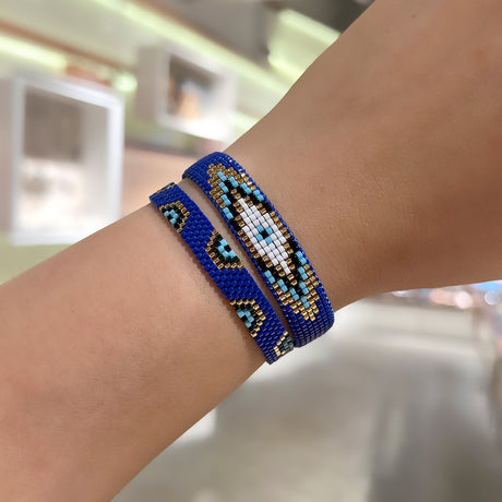 Buy You & Eye Oval Evil Eye Indigo Beads Bracelet Online for Women | Free 3-Hour Delivery in Dubai | Boom & Mellow UAE