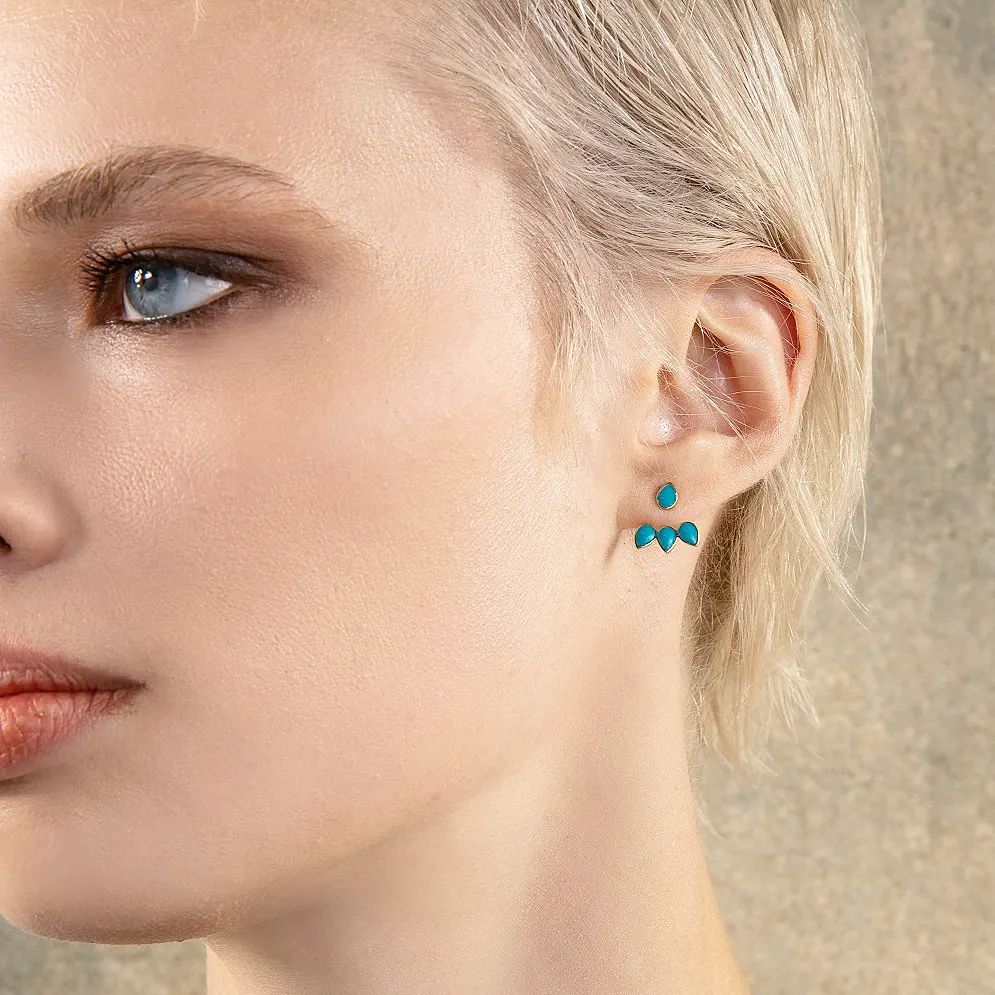 Buy By Delcy Turquoise Pear Drop with Extension Earring Online for Women | Free 3-Hour Delivery in Dubai | Boom & Mellow UAE