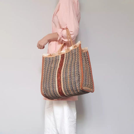 Buy Exquisite J Woven Raffia Shopping Bag Online for Women | Free 3-Hour Delivery in Dubai | Boom & Mellow UAE