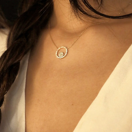 Buy Alexa Jewelry Pave Dot in Open Circle Necklace Online for Women | Free 3-Hour Delivery in Dubai | Boom & Mellow UAE