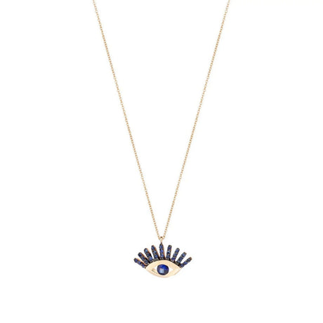 Buy Kismet by Milka 14k Roslow Gold Maxi Pave Sapphire Evil Eye Necklace Online for Women | Free 3-Hour Delivery in Dubai | Boom & Mellow UAE