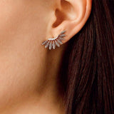 Buy Kismet by Milka 14k Roslow Gold Feather Arc Earring with White Diamond Online for Women | Free 3-Hour Delivery in Dubai | Boom & Mellow UAE