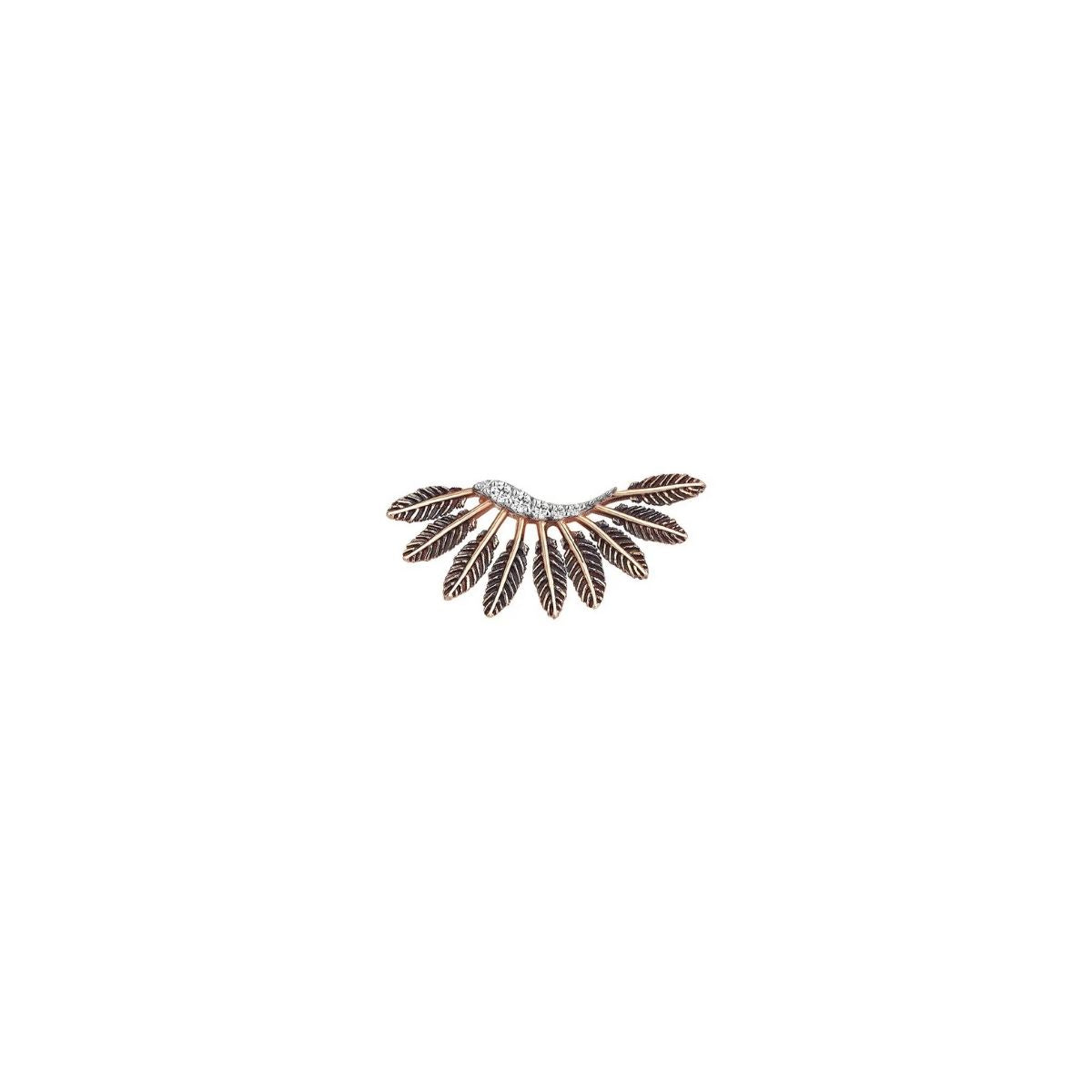 Buy Kismet by Milka 14k Roslow Gold Feather Arc Earring with White Diamond Online for Women | Free 3-Hour Delivery in Dubai | Boom & Mellow UAE