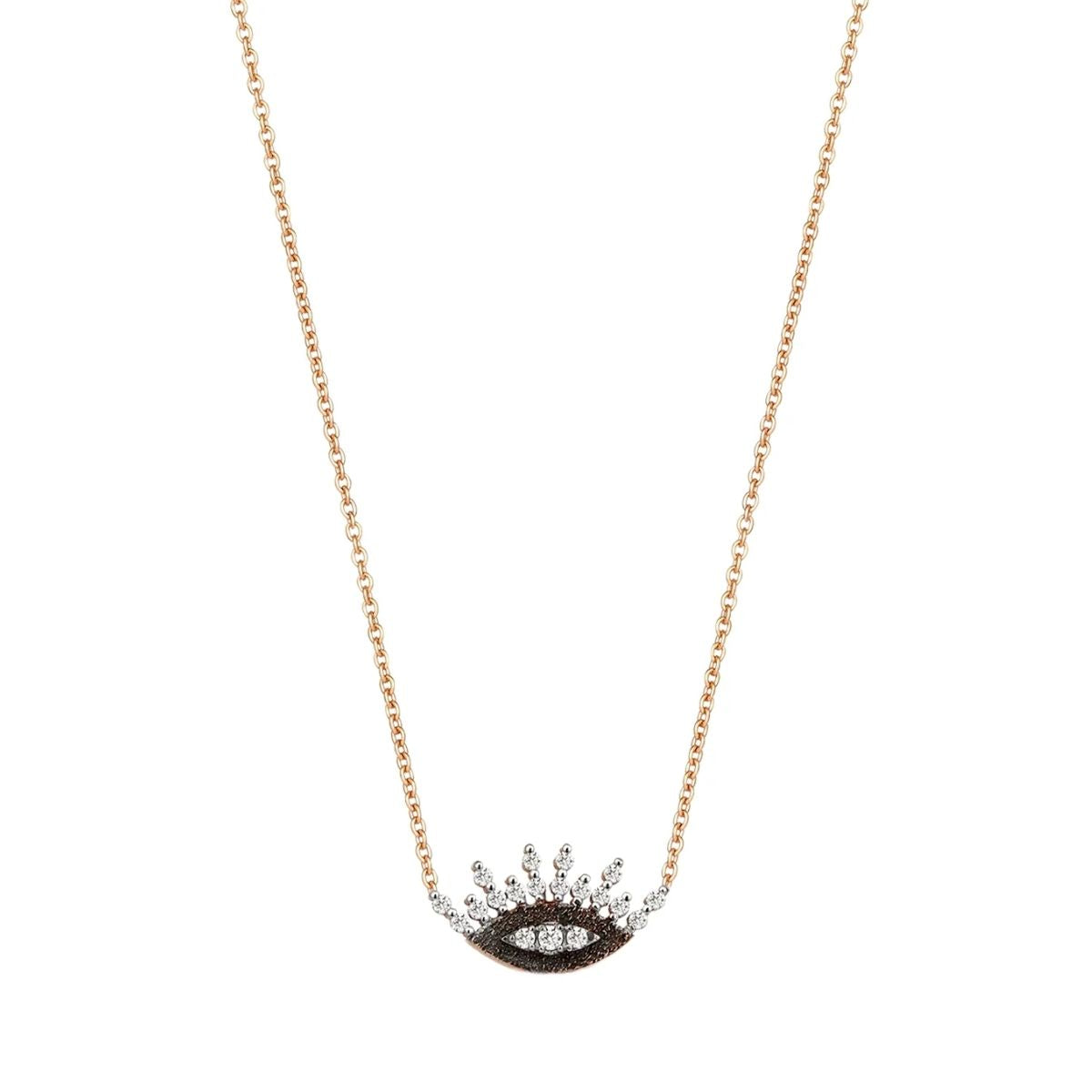 Buy Kismet by Milka 14k Roslow Gold 10th Eye Amira Necklace with White Diamond Online for Women | Free 3-Hour Delivery in Dubai | Boom & Mellow UAE