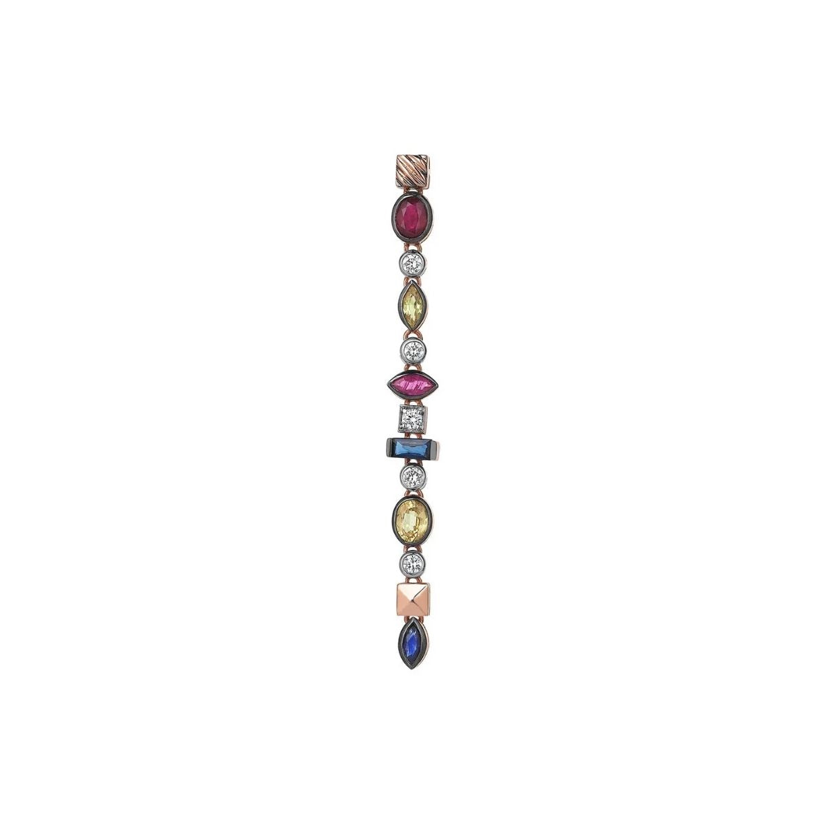 Buy Kismet by Milka 14k Roslow Gold Maxi Kaleidoscope Dangling Earring with White Diamond and Multicolor Stones Online for Women | Free 3-Hour Delivery in Dubai | Boom & Mellow UAE