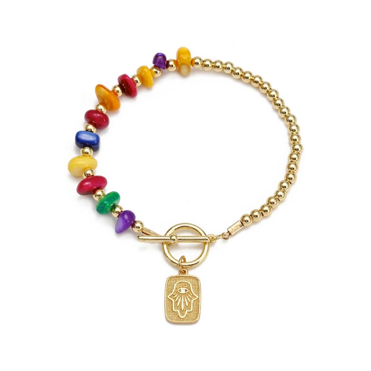 Buy You & Eye Half Multicolor Stones and Gold Beads Bracelet Online for Women | Free 3-Hour Delivery in Dubai | Boom & Mellow UAE