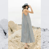 The Handloom Canggu Maxi Dress Navy with Stripes | Boom & Mellow