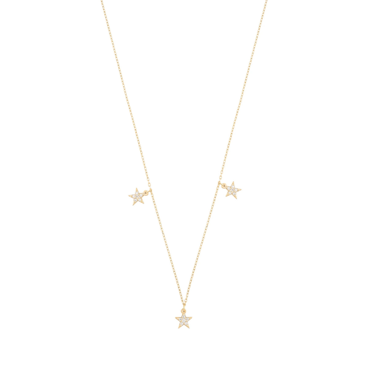 Buy Alexa Jewelry 18k Gold Three Dangling Stars Necklace with White Diamond Online for Women | Free 3-Hour Delivery in Dubai | Boom & Mellow UAE