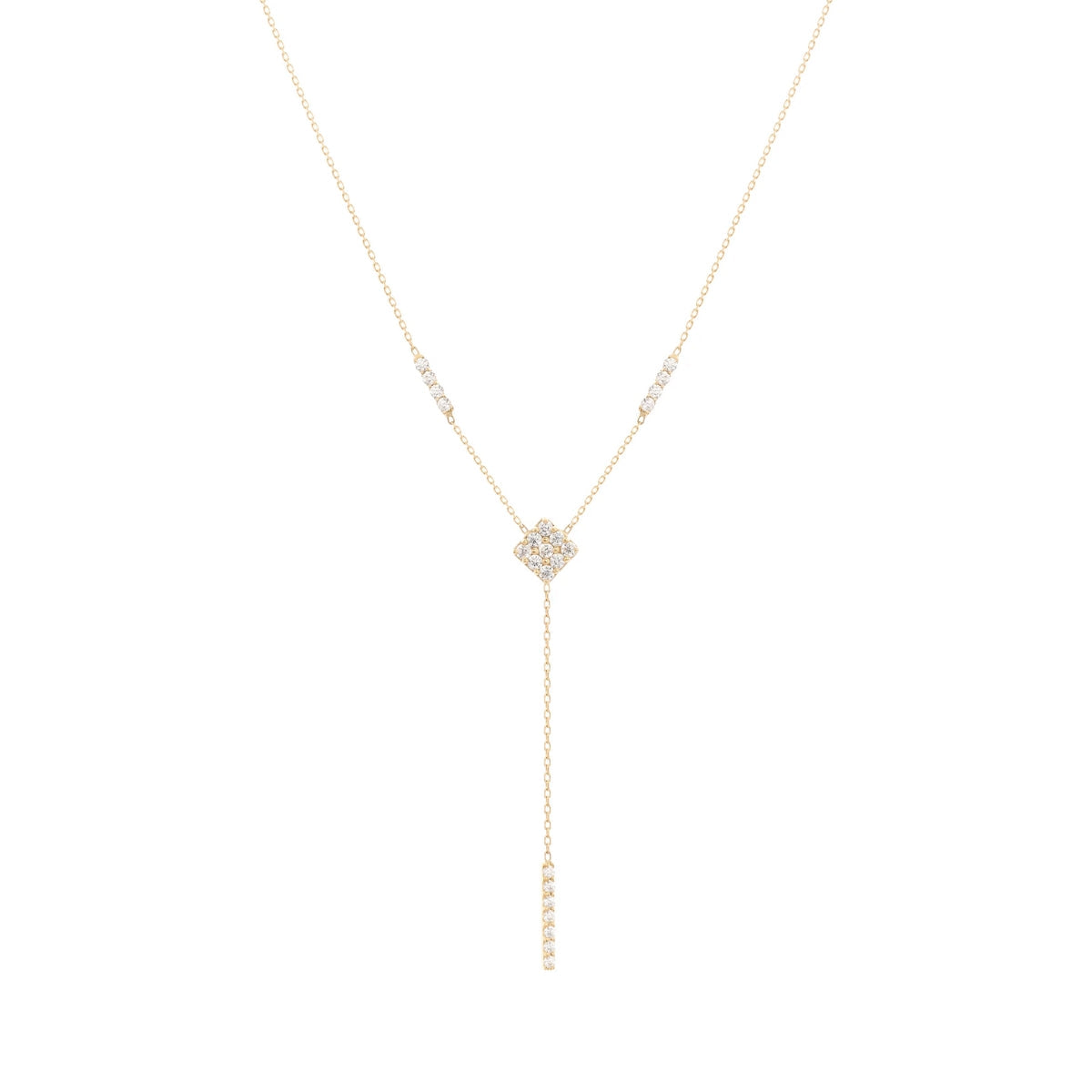 Buy Alexa Jewelry 18k Gold Pave Diamond and Bar Lariat Necklace with White Diamond Online for Women | Free 3-Hour Delivery in Dubai | Boom & Mellow UAE