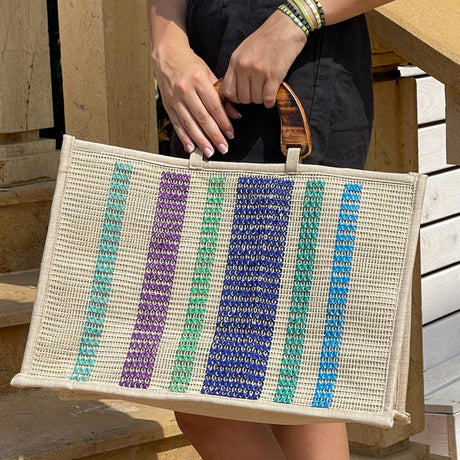 Buy Rachabli Blue Tonality Stripes Bag Online for Women | Free 3-Hour Delivery in Dubai | Boom & Mellow UAE