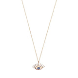 Buy Kismet by Milka 14k Roslow Gold Mini Evil Eye Slim Chain Necklace with Sapphire Online for Women | Free 3-Hour Delivery in Dubai | Boom & Mellow UAE