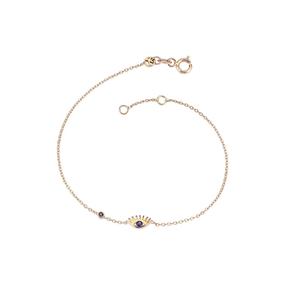 Buy Kismet by Milka 14k Roslow Gold Sapphire Evil Eye Bracelet Online for Women | Free 3-Hour Delivery in Dubai | Boom & Mellow UAE