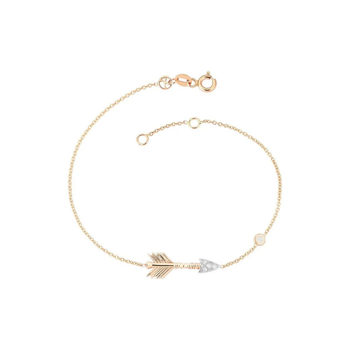 Buy Kismet by Milka 14k Roslow Gold Solitaire Arrow Bracelet with White Diamond Online for Women | Free 3-Hour Delivery in Dubai | Boom & Mellow UAE