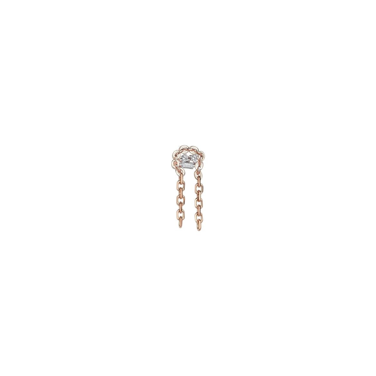 Buy Kismet by Milka 14k Roslow Gold Chained Earring with White Diamond Online for Women | Free 3-Hour Delivery in Dubai | Boom & Mellow UAE