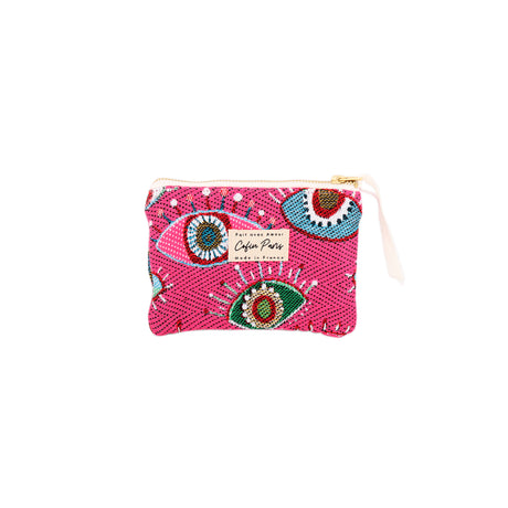 Cofin Evil Eyes Small Pink Zip Pouch | Boom & Mellow