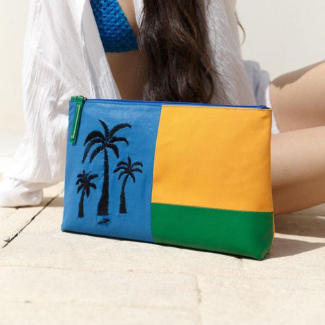 Joumana Dagher Sun and Palm Tree Clutch Bag | Boom & Mellow