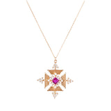 Buy Griff 18k Gold Nev Square Fuchsia Stone Necklace Online for Women | Free 3-Hour Delivery in Dubai | Boom & Mellow UAE