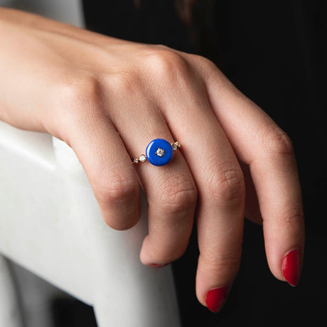 Buy Griff 18k Gold Blue Stone Ring Online for Women | Free 3-Hour Delivery in Dubai | Boom & Mellow UAE