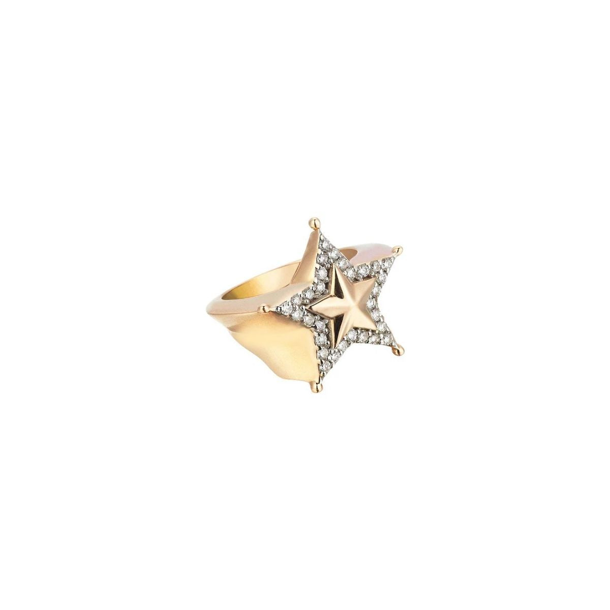 Buy Kismet by Milka 14k Roslow Gold Sheriff Star Pinky Ring with White Diamond Online for Women | Free 3-Hour Delivery in Dubai | Boom & Mellow UAE