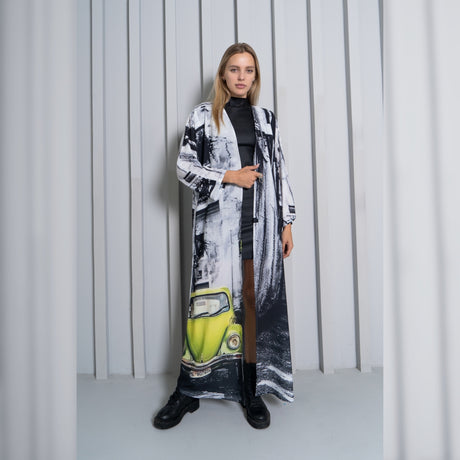 Dhara Sheth Neon Drive Car Long Kimono | Boom & Mellow