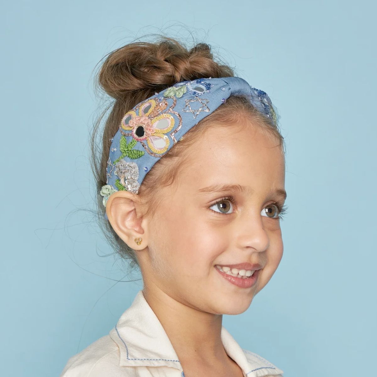 Joey & Pooh Thea Blue Mirror Embellished Headband | Boom & Mellow