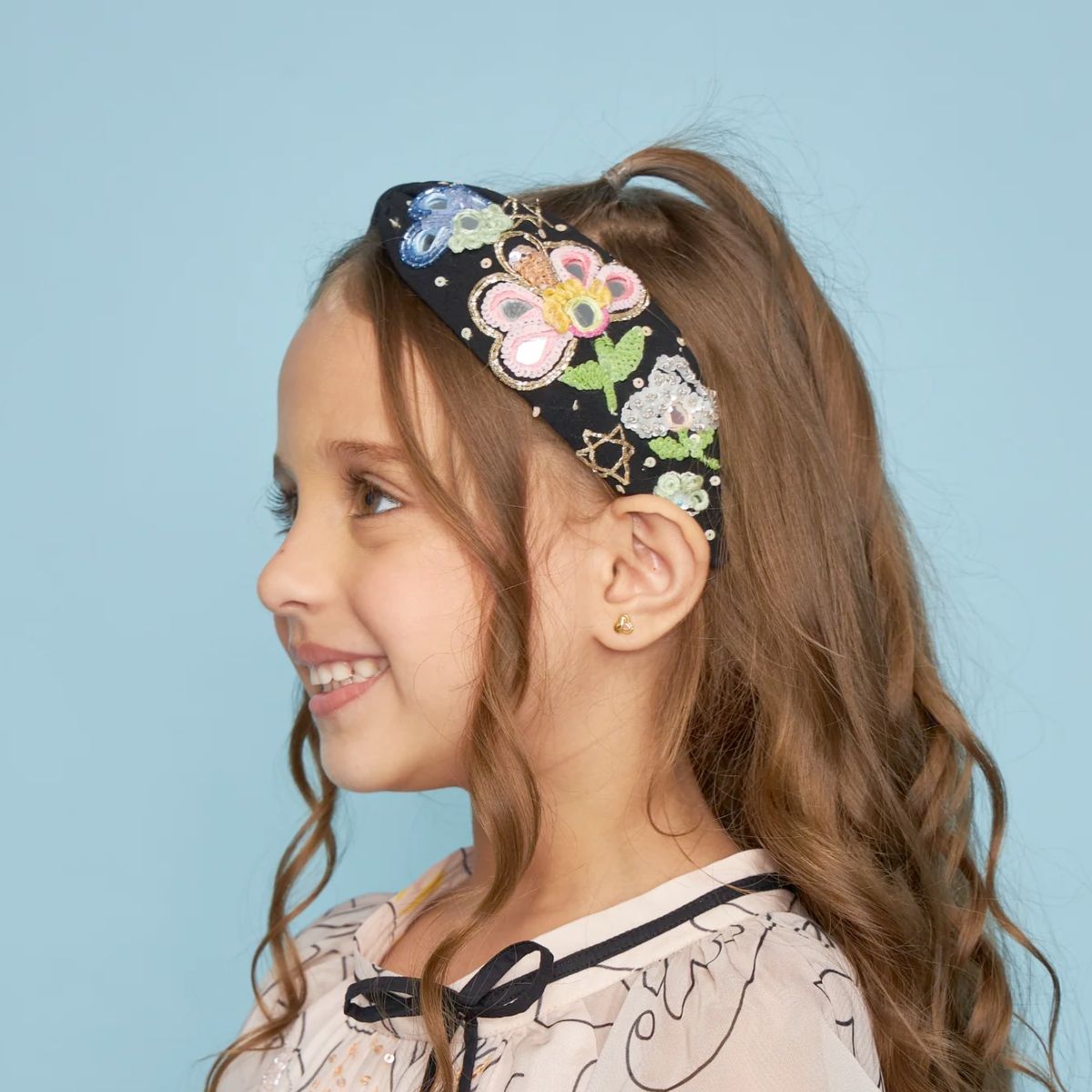 Joey & Pooh Thea Black Mirror Embellished Headband | Boom & Mellow