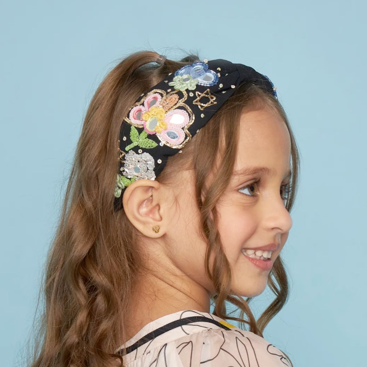 Joey & Pooh Thea Black Mirror Embellished Headband | Boom & Mellow