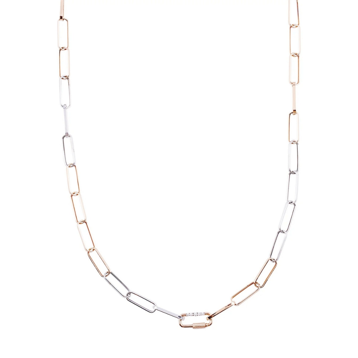 Buy Kismet by Milka 14k Roslow Gold and White Gold Maxi Locked Necklace Online for Women | Free 3-Hour Delivery in Dubai | Boom & Mellow UAE