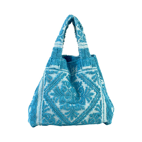 Le Daf Turquoise Olbia Embroidered Tote Bag | Boom & Mellow