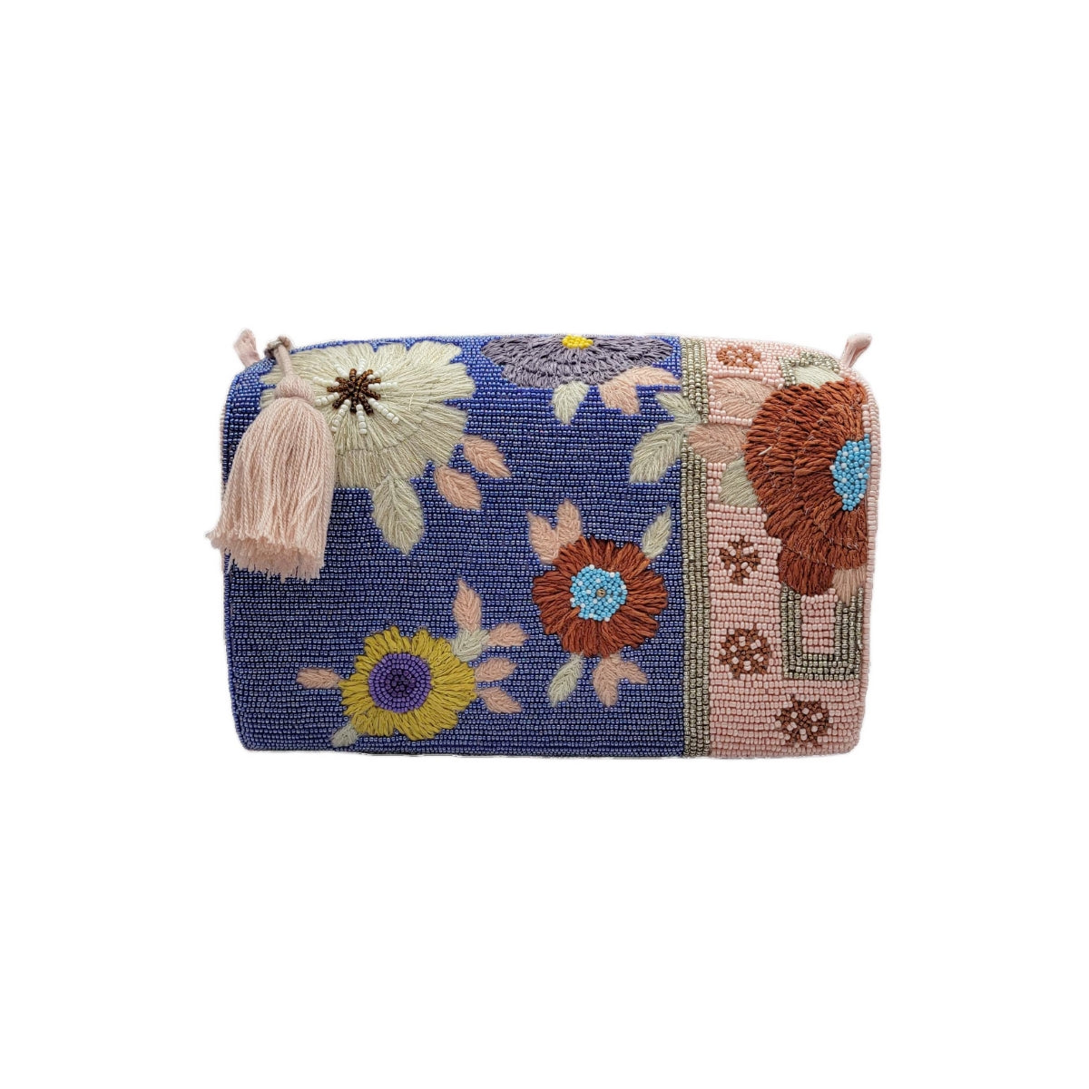 Buy La Chic Designs Purple and Pink Floral Beaded Cosmetic Bag Online for Women | Free 3-Hour Delivery in Dubai | Boom & Mellow UAE