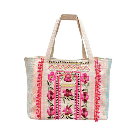 La Chic Designs Roses Embroidered Beach Bag | Boom & Mellow