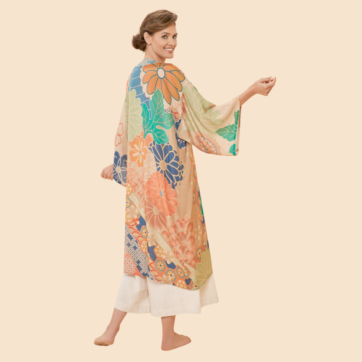 Buy Powder Design 70s Kaleidoscope Floral Kimono Gown Online for Women | Free 3-Hour Delivery in Dubai | Boom & Mellow UAE