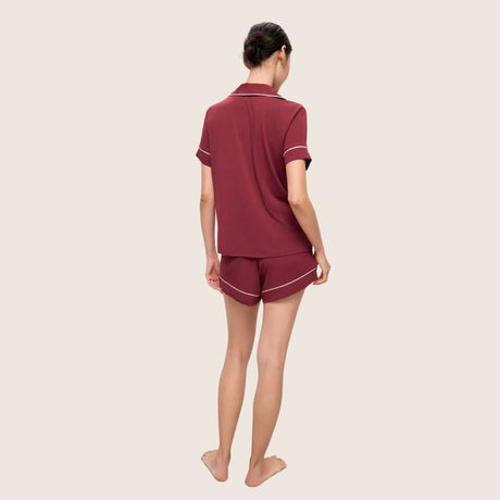 Buy Eberjey Cabernet and Ivory Gisele Relaxed Short Pyjama Set Online for Women | Free 3-Hour Delivery in Dubai | Boom & Mellow UAE