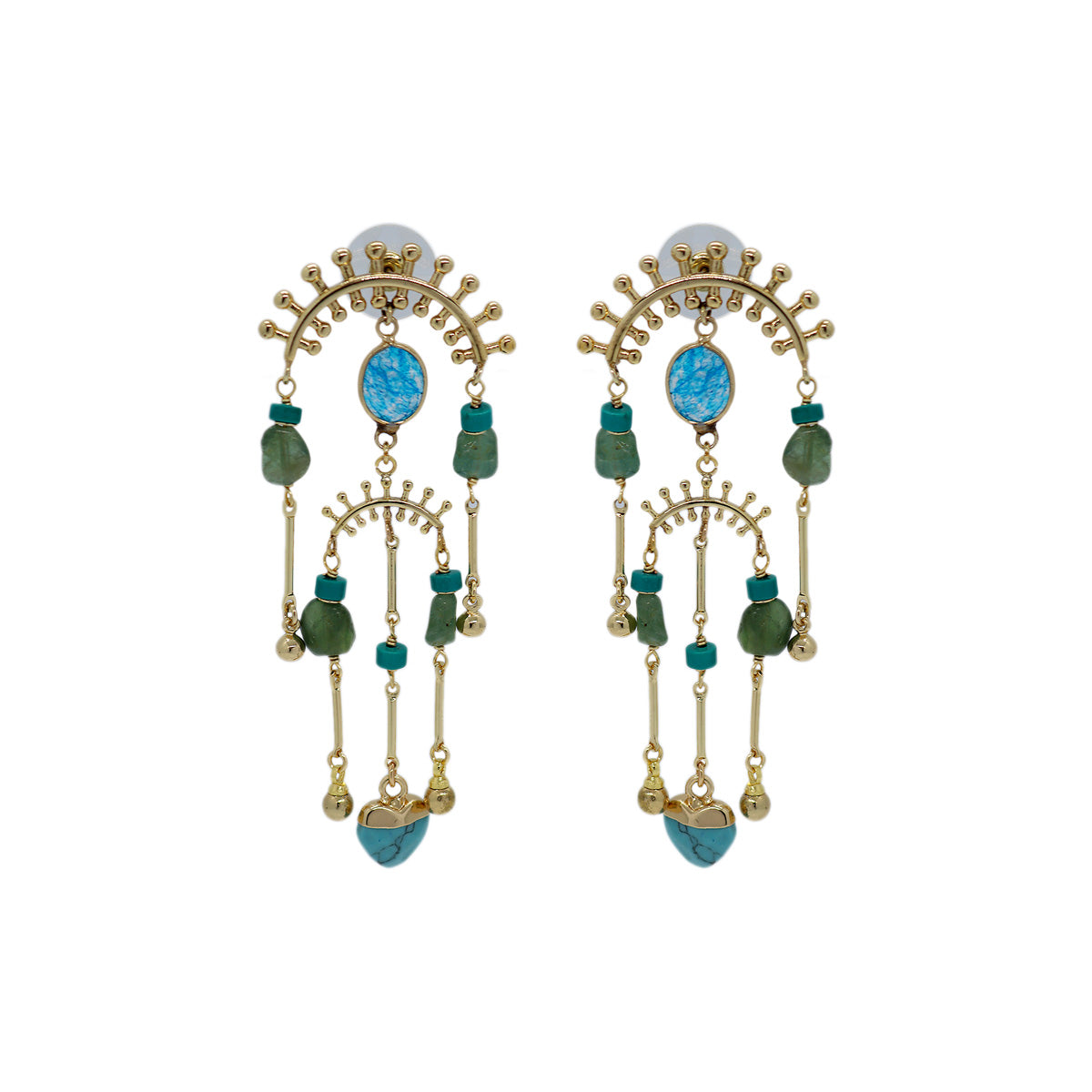 Buy Nakamol Design Mixed Blue Gems Chandelier Earrings Online for Women | Free 3-Hour Delivery in Dubai | Boom & Mellow UAE