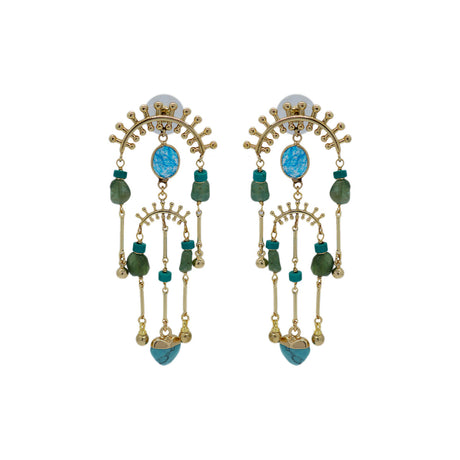 Buy Nakamol Design Mixed Blue Gems Chandelier Earrings Online for Women | Free 3-Hour Delivery in Dubai | Boom & Mellow UAE