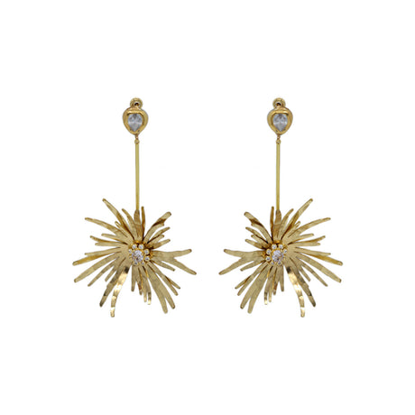 Buy Nakamol Design Gold Linear Flower Drop Earrings Online for Women | Free 3-Hour Delivery in Dubai | Boom & Mellow UAE