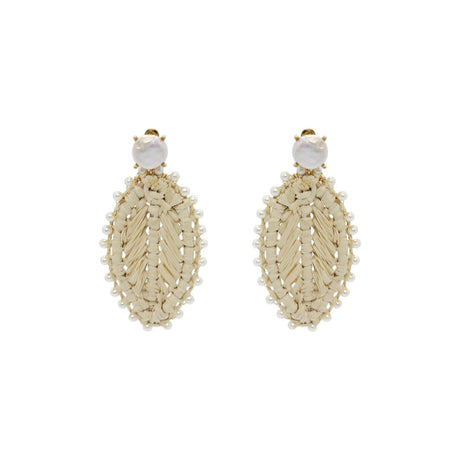 Buy Nakamol Design Pearl Rattan Leaf Drop Earrings Online for Women | Free 3-Hour Delivery in Dubai | Boom & Mellow UAE