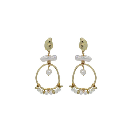 Buy Nakamol Design Pearl Gold Chandelier Earrings Online for Women | Free 3-Hour Delivery in Dubai | Boom & Mellow UAE