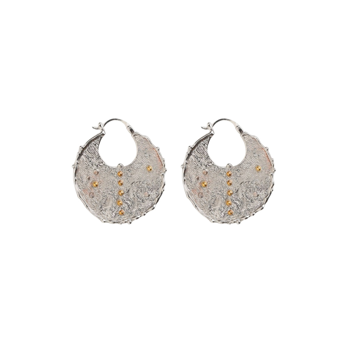 Buy Nakamol Design Silver Textured Fan Hoop Earrings Online for Women | Free 3-Hour Delivery in Dubai | Boom & Mellow UAE