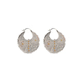 Buy Nakamol Design Silver Textured Fan Hoop Earrings Online for Women | Free 3-Hour Delivery in Dubai | Boom & Mellow UAE