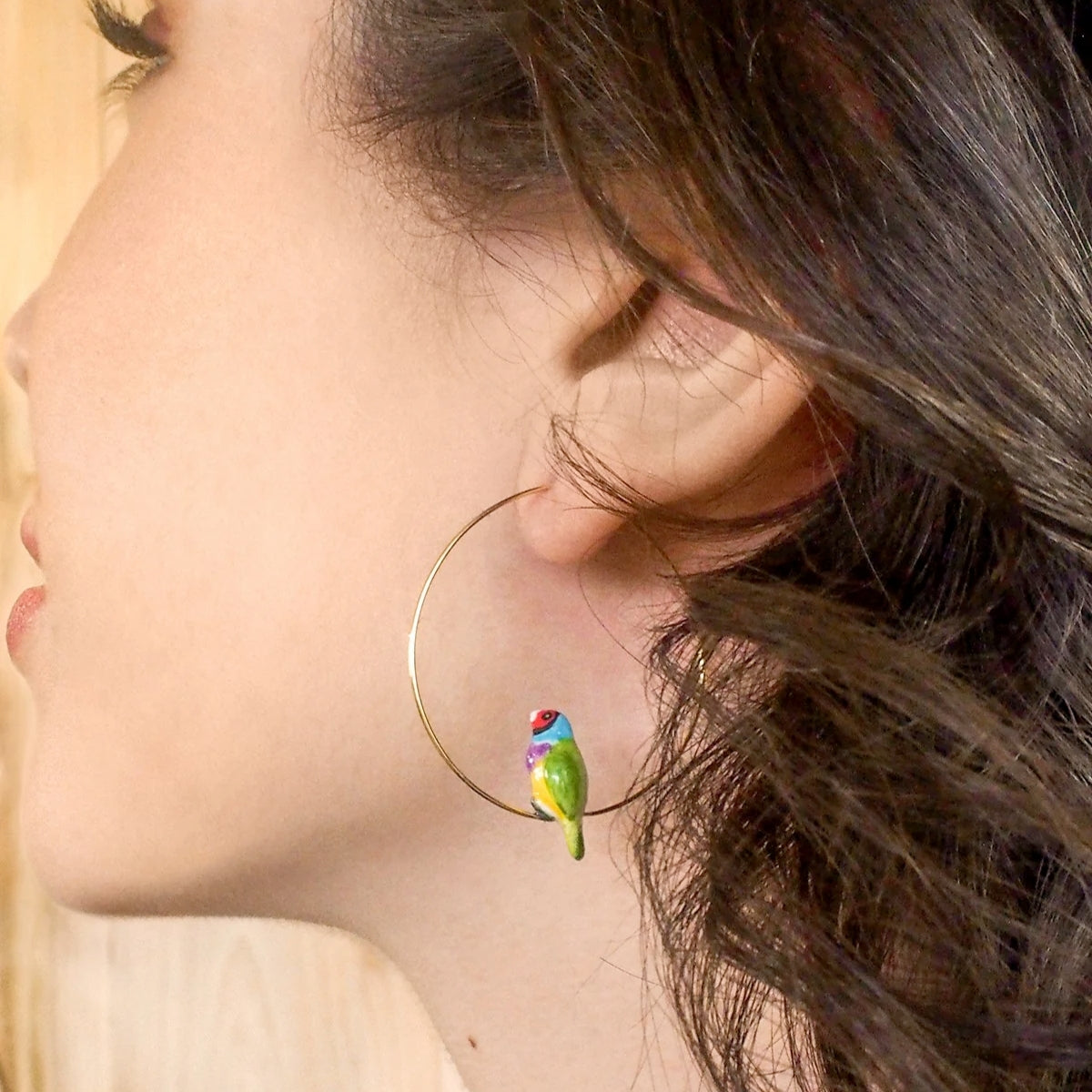 Buy Nach Bijoux Gouldian Finch Bird Hoop Earrings Online for Women | Free 3-Hour Delivery in Dubai | Boom & Mellow UAE