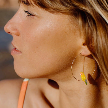 Buy Nach Bijoux Yellow Parrot Hoop Earrings Online for Women | Free 3-Hour Delivery in Dubai | Boom & Mellow UAE