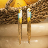 Buy Nach Bijoux Blue Budgerigar Birds with Fringes Earrings Online for Women | Free 3-Hour Delivery in Dubai | Boom & Mellow UAE