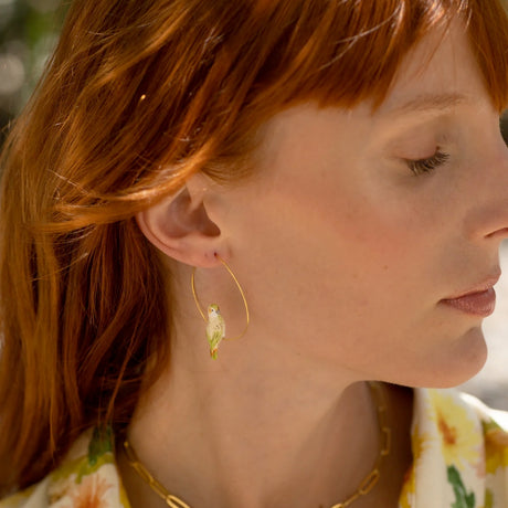 Buy Nach Bijoux White Parakeet Hoop Earrings Online for Women | Free 3-Hour Delivery in Dubai | Boom & Mellow UAE