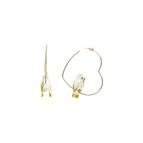 Buy Nach Bijoux Pair of Parakeets Heart Hoop Earrings Online for Women | Free 3-Hour Delivery in Dubai | Boom & Mellow UAE