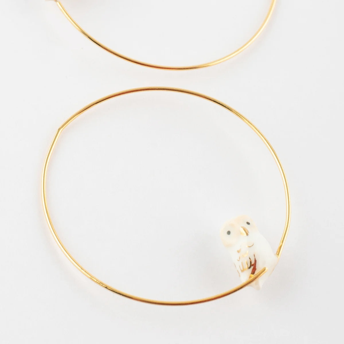 Buy Nach Bijoux White Owl Small Hoop Earrings Online for Women | Free 3-Hour Delivery in Dubai | Boom & Mellow UAE