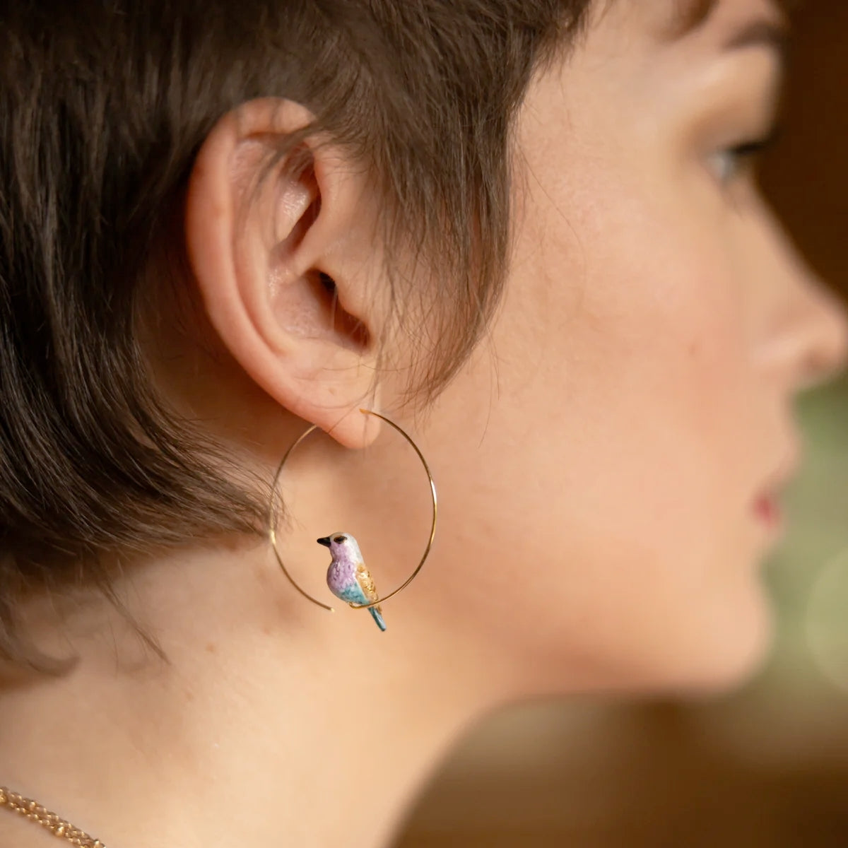 Buy Nach Bijoux Pink and Blue Bird Small Hoop Earrings Online for Women | Free 3-Hour Delivery in Dubai | Boom & Mellow UAE