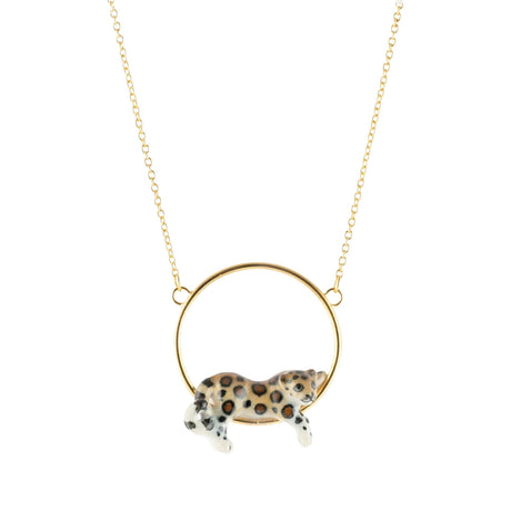 Buy Nach Bijoux Lying Leopard Mini Round Necklace Online for Women | Free 3-Hour Delivery in Dubai | Boom & Mellow UAE