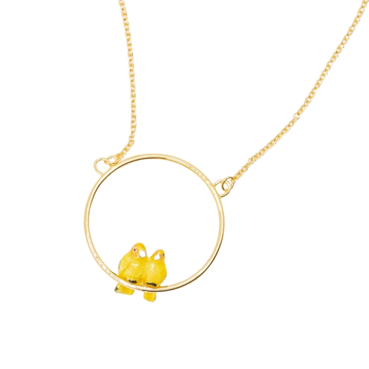 Buy Nach Bijoux Yellow Parrots Couple Mini Round Necklace Online for Women | Free 3-Hour Delivery in Dubai | Boom & Mellow UAE